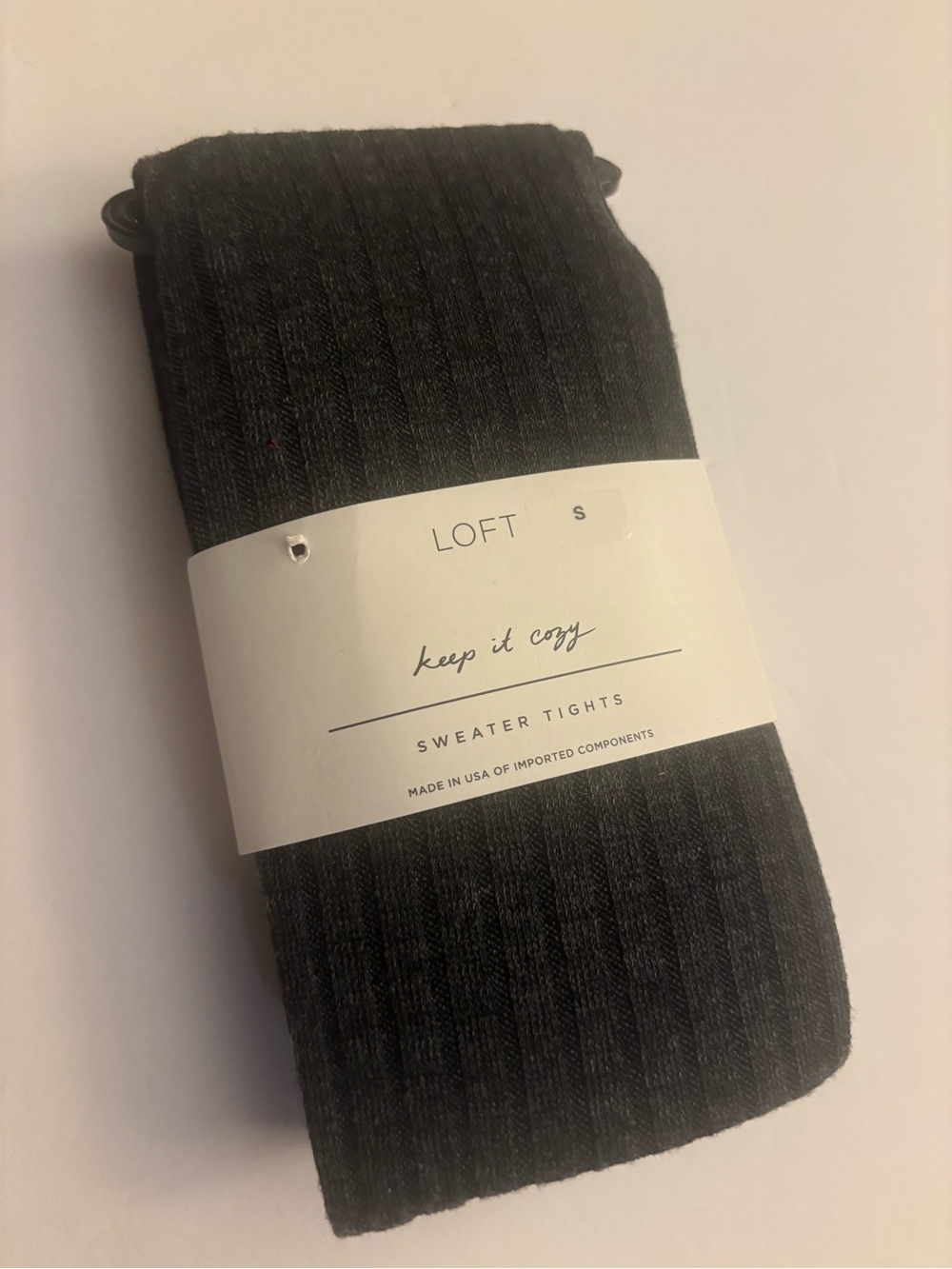 Ladies Size Small LOFT Ribbed Sweater Tights - Charcoal
